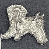 7th Calvary Horse Head with Chute and Boots Pendant