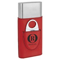 Laserable Leatherette Cigar Case with Cutter in Red