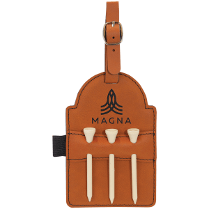 Rawhide Laserable Leatherette Golf Bag Tag with 3 Wooden Tees