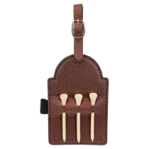 Rustic Laserable Leatherette Golf Bag Tag with 3 Wooden Tees