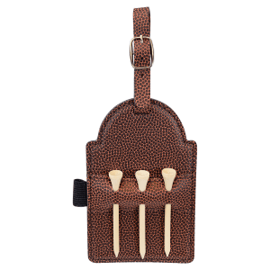 Rustic Laserable Leatherette Golf Bag Tag with 3 Wooden Tees