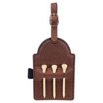 Rustic Laserable Leatherette Golf Bag Tag with 3 Wooden Tees