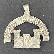 82nd Airborne Tag over ENGINEERS in Sterling Silver