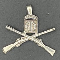 AIRBORNE PATCH with CROSSED RIFLES in Sterling Silver