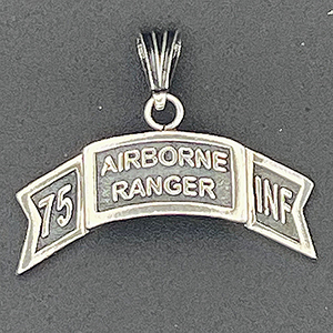 75th RET AIRBORNE and RANGER tag Pendant in Sterling Silver