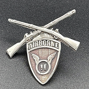 11th AIRBORNE with CROSS RIFLES Sterling Silver