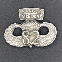 82nd Airborne Wings with tabs, RANGER, AIRBORNE Sterling Silver